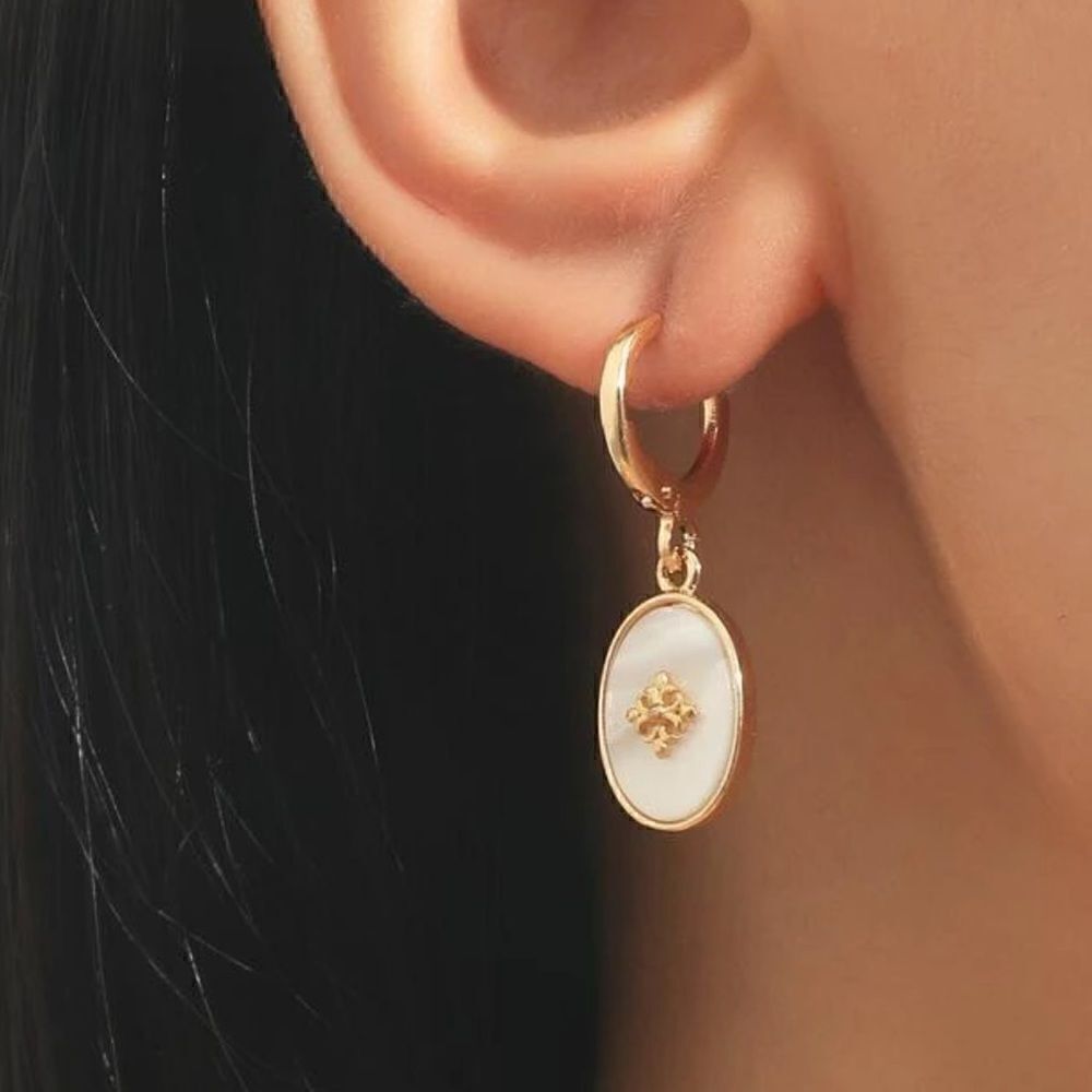 Geo dangle hoop earrings #814